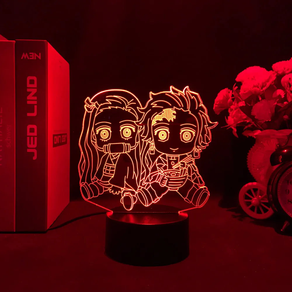 Lampe 3D Demon Slayer LED Tanjiro & Nezuko