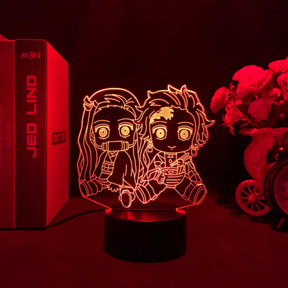 Lampe 3D Demon Slayer LED Tanjiro & Nezuko