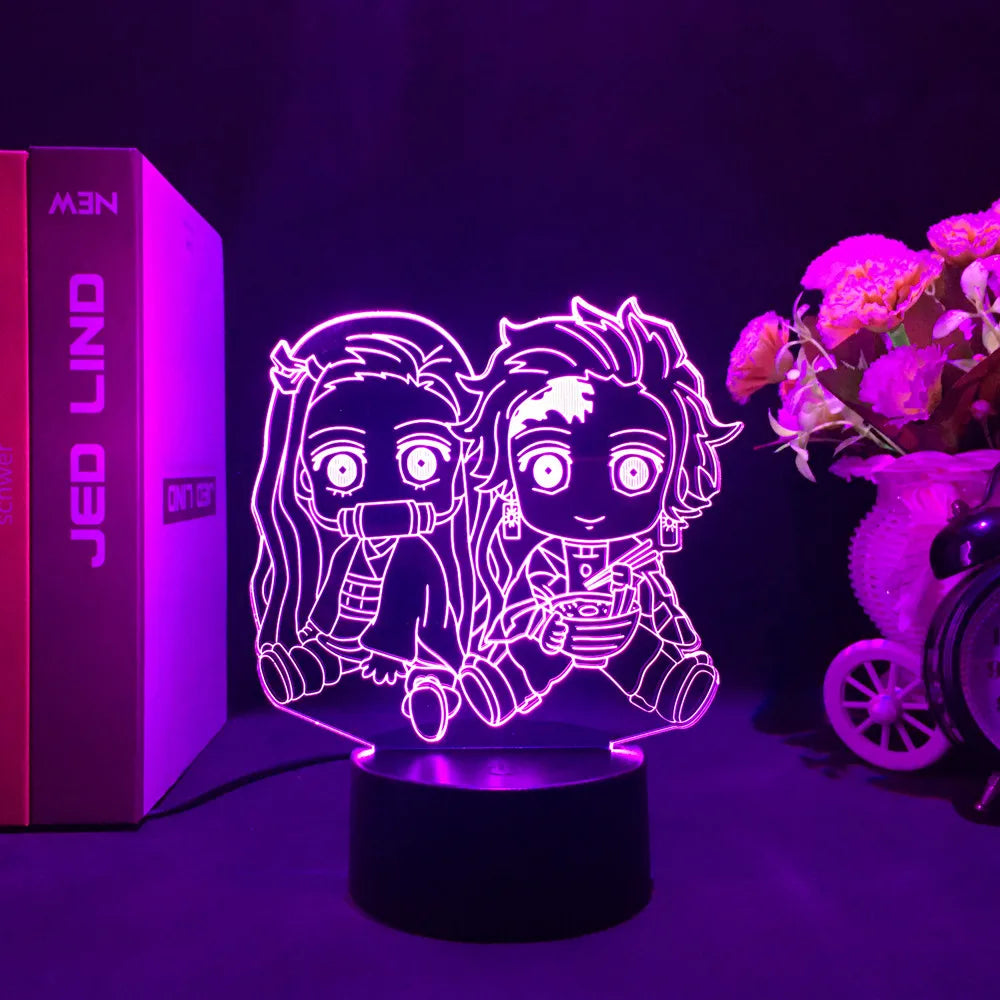 Lampe 3D Demon Slayer LED Tanjiro & Nezuko