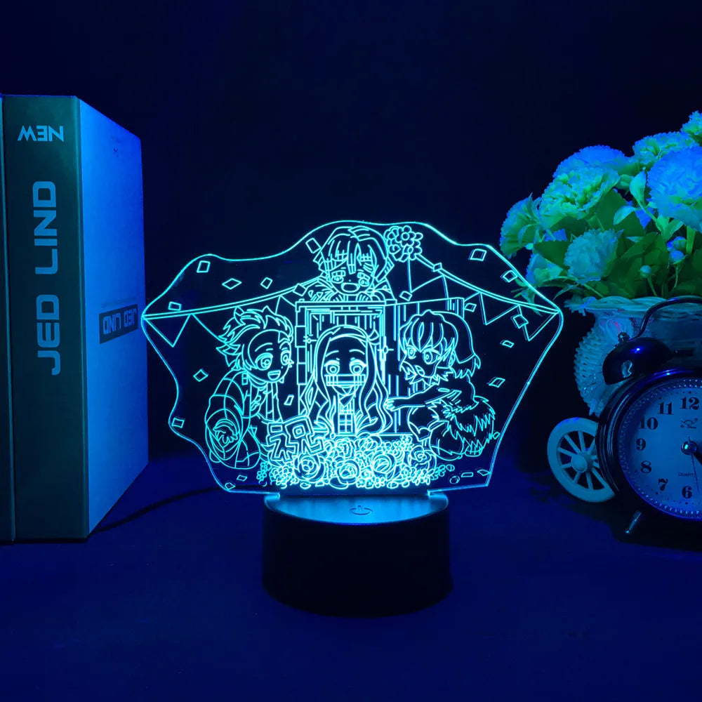 Lampe 3D Demon Slayer LED Tanjiro & Nezuko
