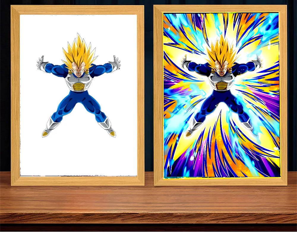 Lampe LED Dragon Ball Z Goku & Vegeta – Cadre Photo Anime