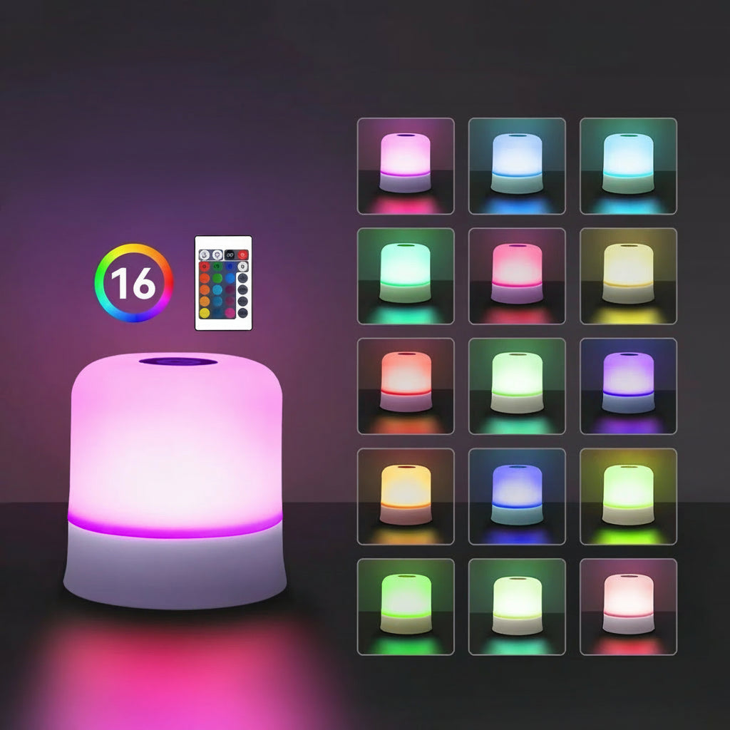 Lampe d’Ambiance Tactile RGB – Veilleuse Rechargeable avec Télécommande