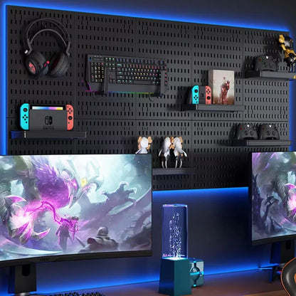 Panneau Pegboard Sans Perçage – Organisateur Mural avec Étagères pour Chambre Gamer