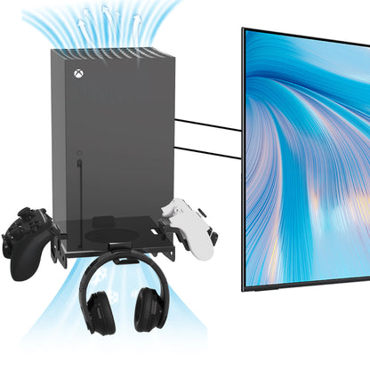 Support Mural Xbox Series X avec 2 Supports Manettes et 1 Support Casque