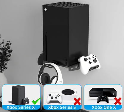 Support Mural Xbox Series X avec 2 Supports Manettes et 1 Support Casque